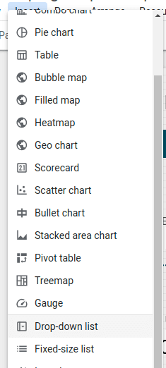 Data Studio Dropdown List