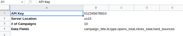 Google Sheets config cells