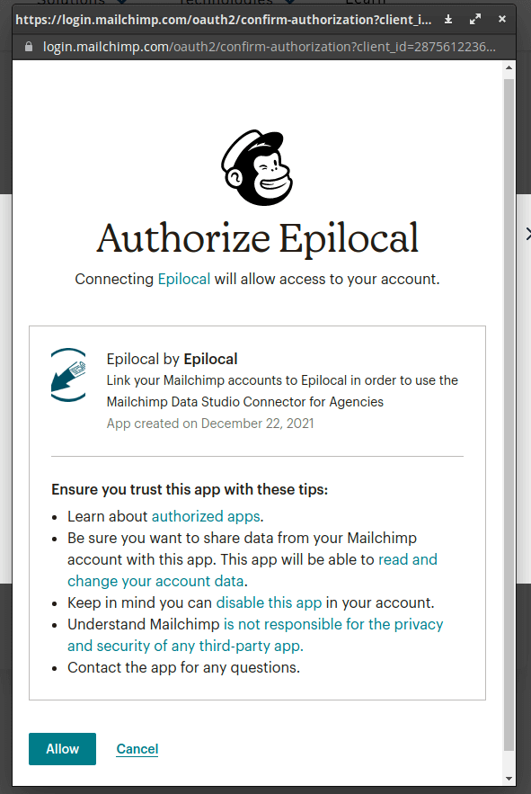 Link Mailchimp account auth