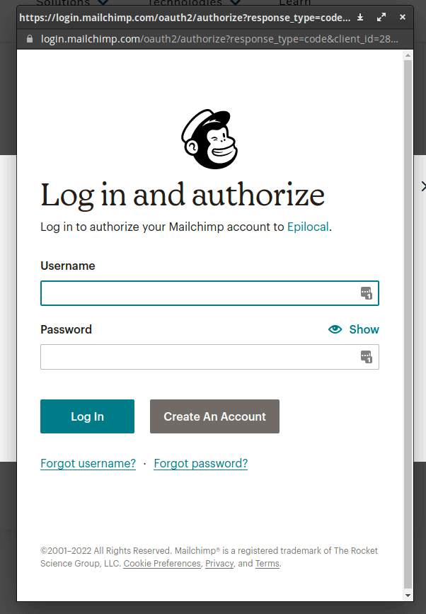 Link Mailchimp account login