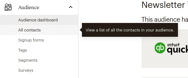Mailchimp audience contacts