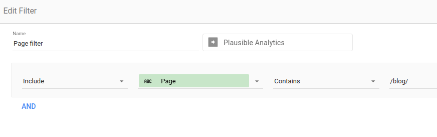 Looker Studio Filter for Blog Post in Plausible Analytics