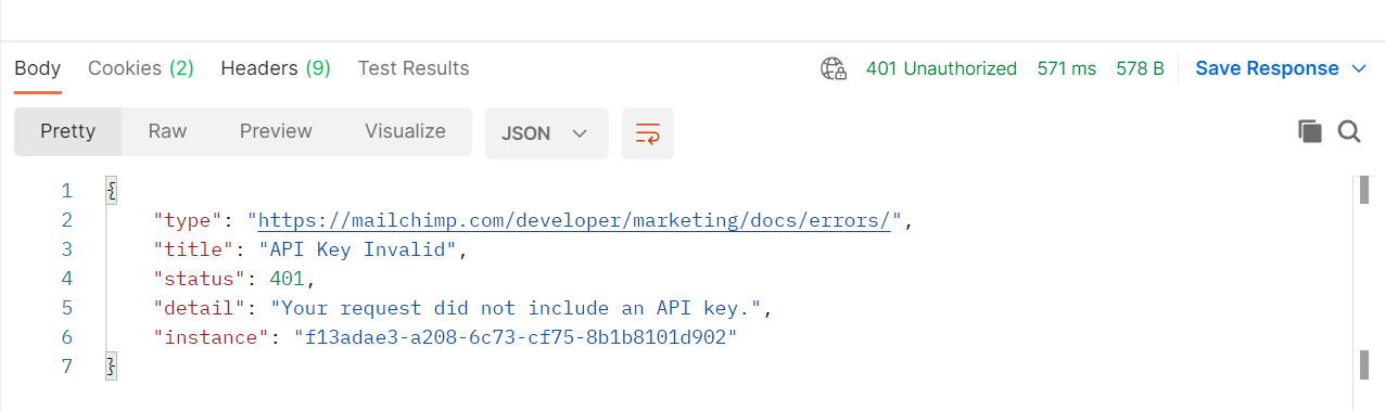Postman Mailchimp no API key