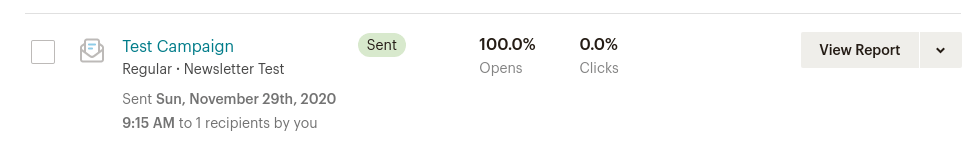 View Mailchimp campaign report button