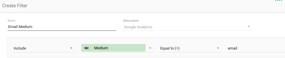 Data Studio email medium filter